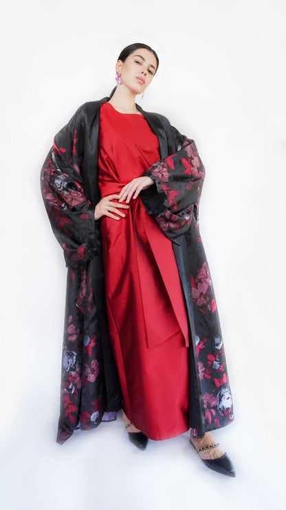 Maroonberry Blossom Abaya